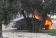 Gemlik Kurşunlu mahallesinde lüks otomobil alev alev yandı