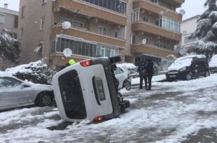 Gemlik’te Kar yağışı kazaları da beraberinde getirdi