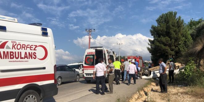 Gemlik’te tekeri kopan araç takla attı…