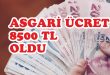 Asgari ücret 8500 lira oldu