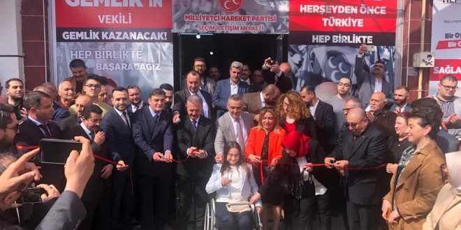 GEMLİK'TE MHP MUHAMMET TEKİN SEÇİM BÜROSU AÇILDI